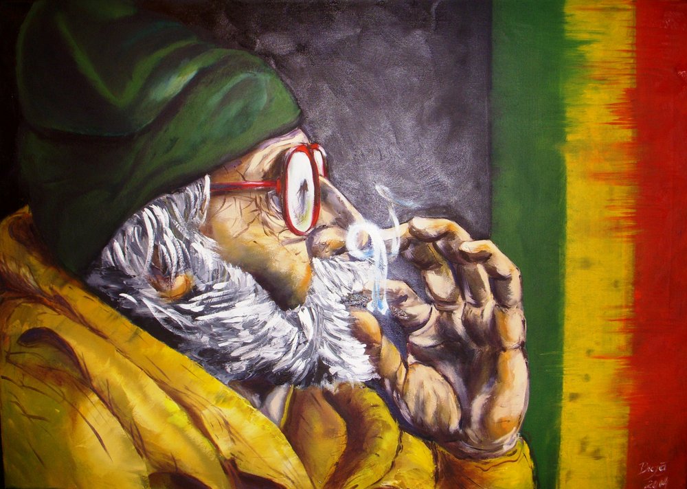 Cigarettázó raszta alkotó: Anda Bieza