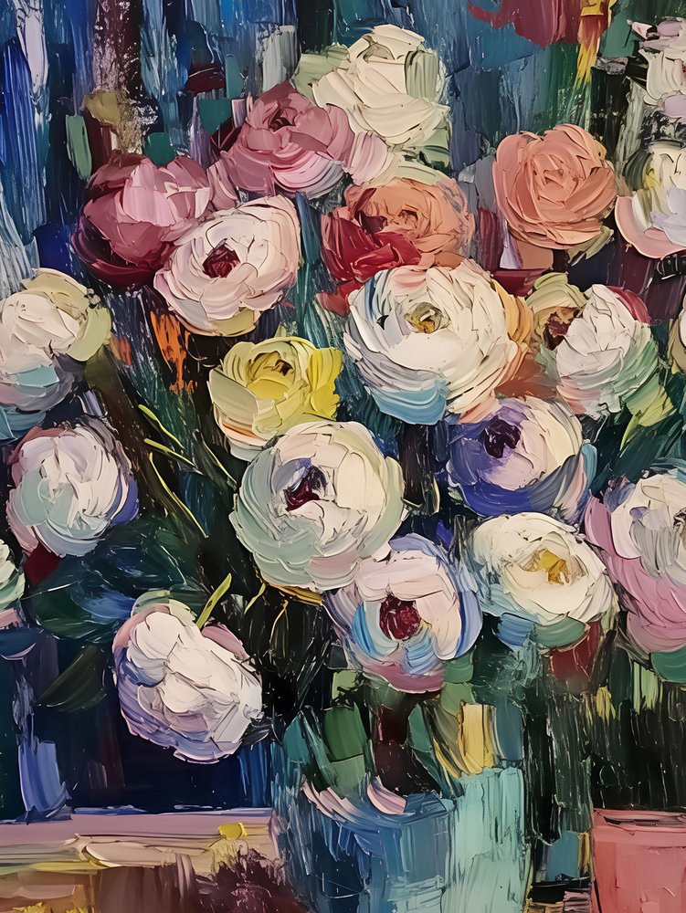 Színes impasto virágok alkotó: Avanesova Elena