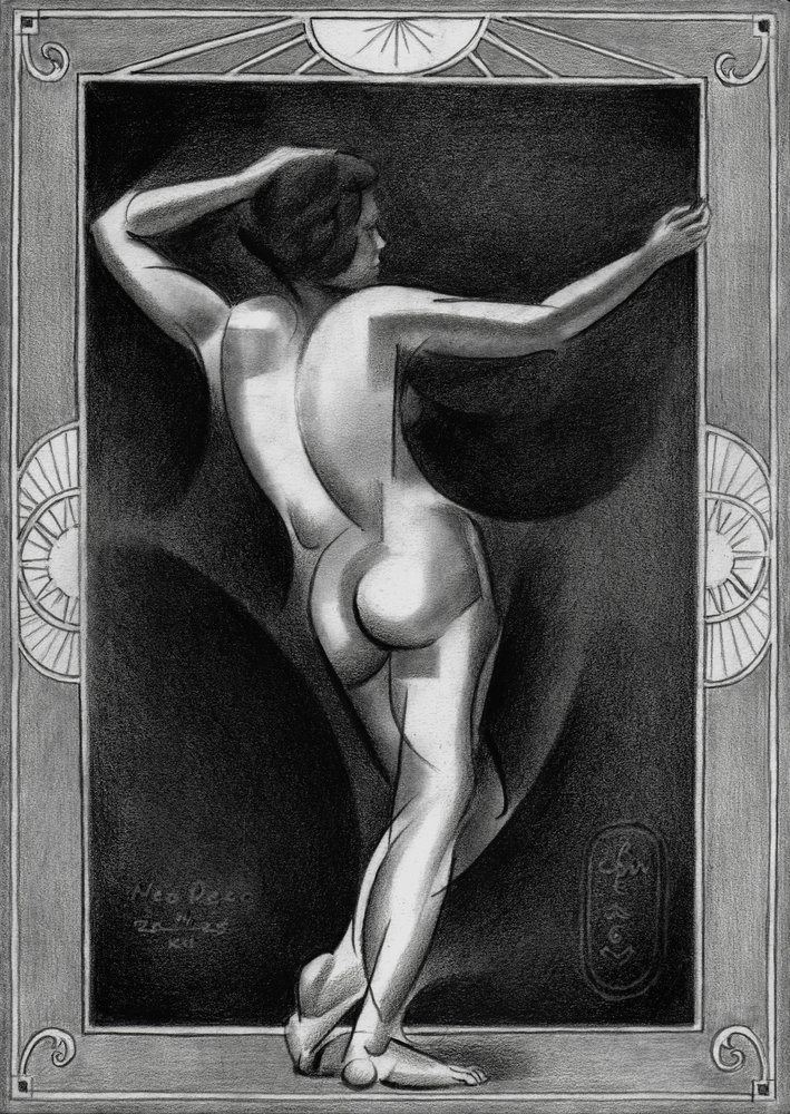 Art deco stílusú meztelen alak alkotó: Corné Akkers