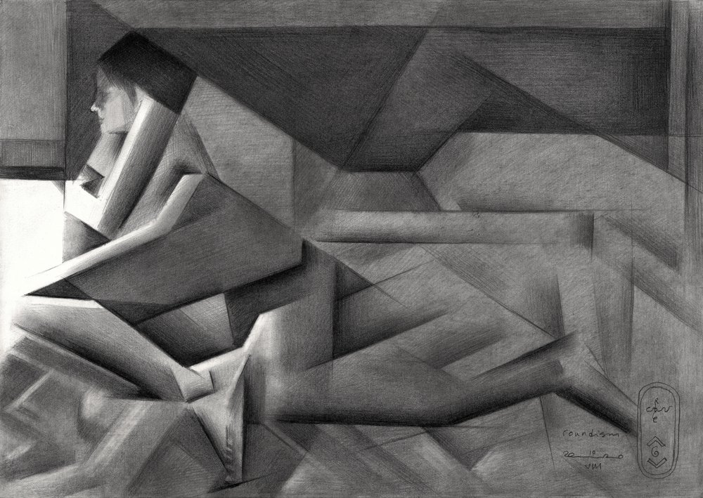 Elmélkedő geometrikus nő alkotó: Corné Akkers