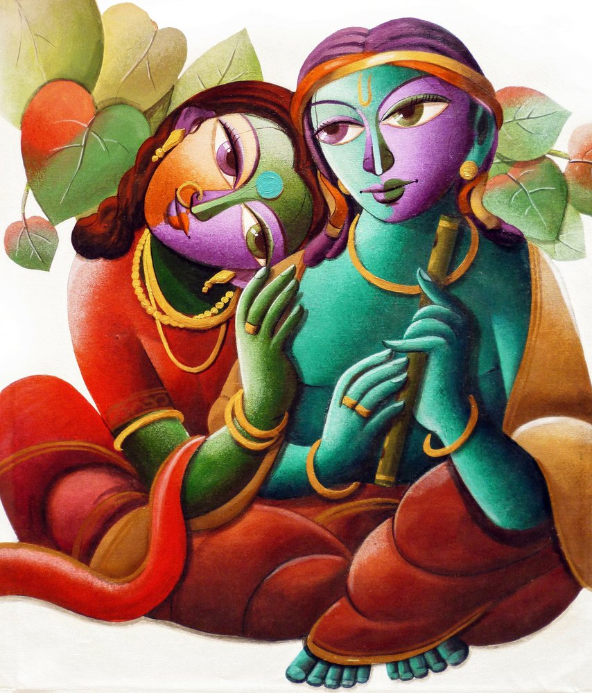 Krishna és Radha isteni szerelme alkotó: Dhananjoy Mukherjee