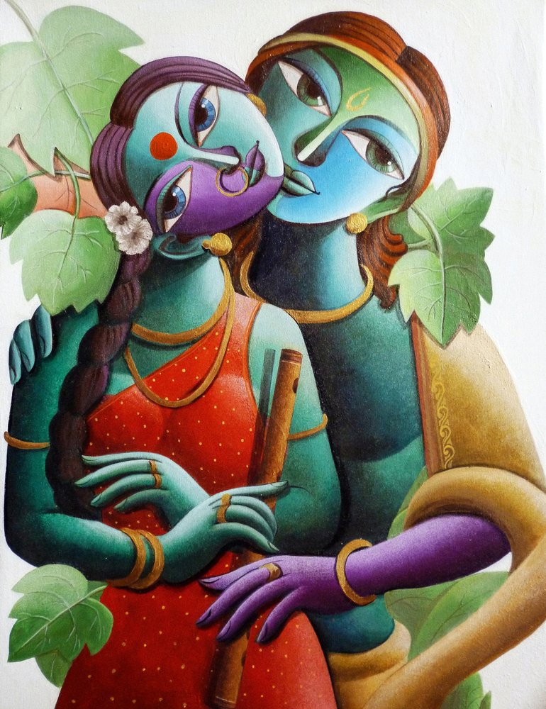 Radha és Krisna ölelése alkotó: Dhananjoy Mukherjee