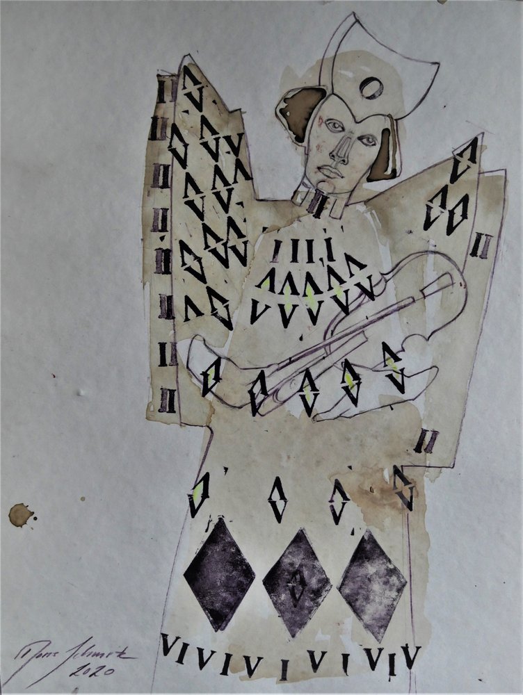 Angyali, geometrikus zenész alkotó: Doris Schmitz