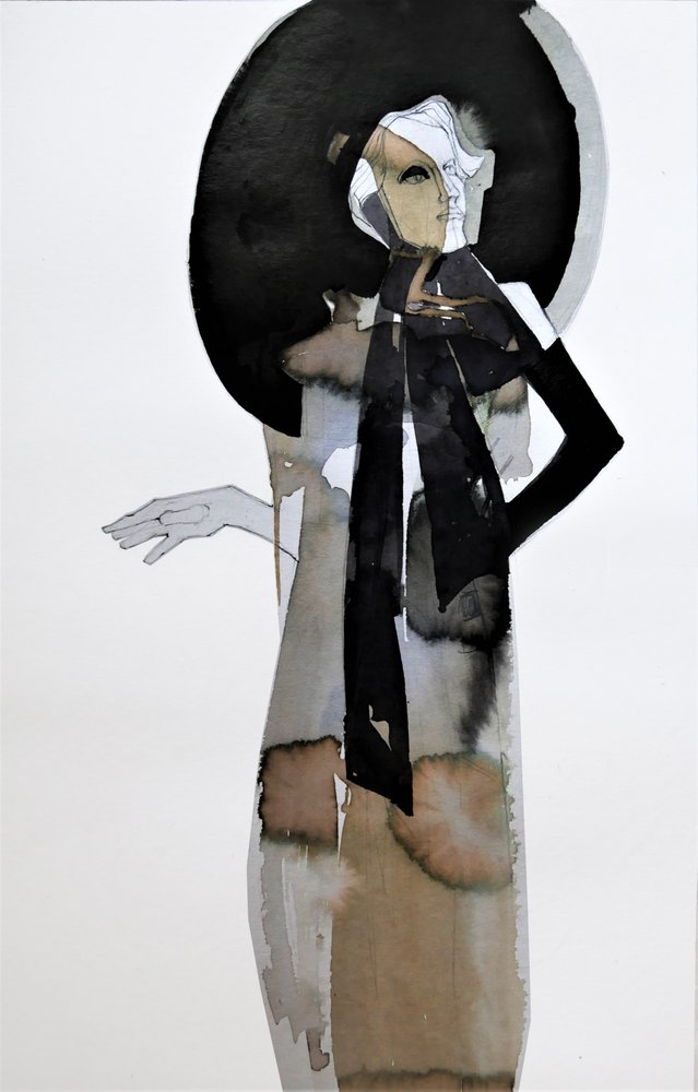 Elegáns, kalapos nő alkotó: Doris Schmitz