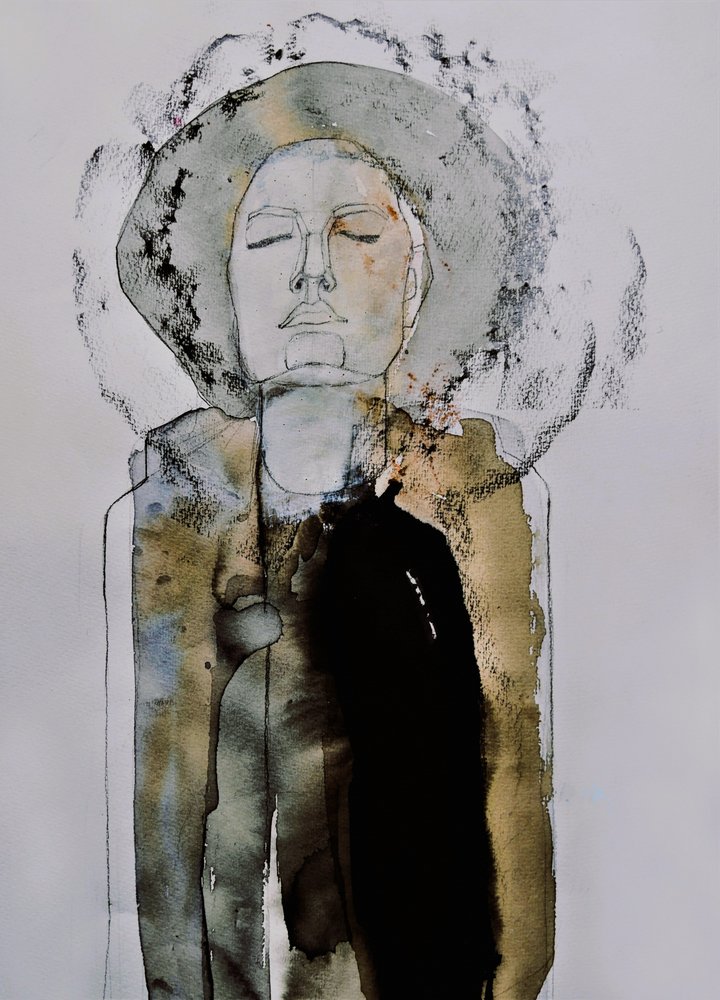 Meditáló nő portréja alkotó: Doris Schmitz
