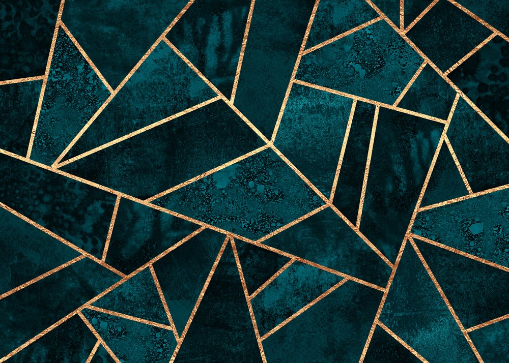 Zöldes-arany színű geometrikus mozaik alkotó: Elisabeth Fredriksson