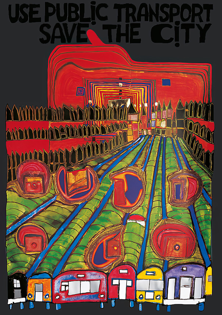 Használjátok a tömegközlekedést – mentsétek meg a várost alkotó: Friedensreich Hundertwasser