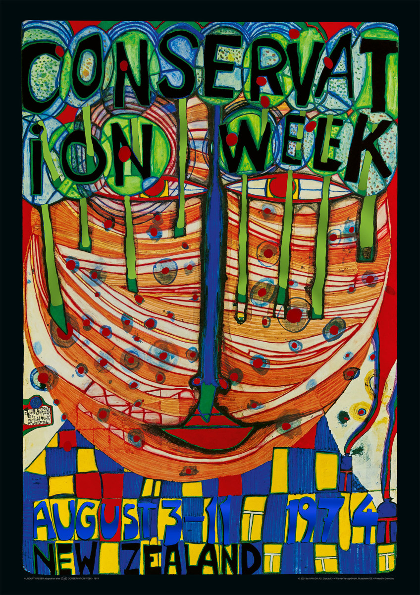 Természetvédelmi Hét (zöld változat) alkotó: Friedensreich Hundertwasser