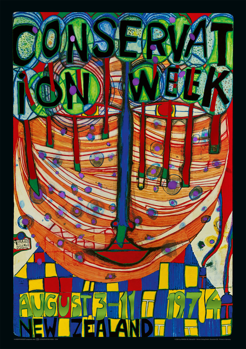 A Természetvédelmi Hét (rövidített változat) alkotó: Friedensreich Hundertwasser