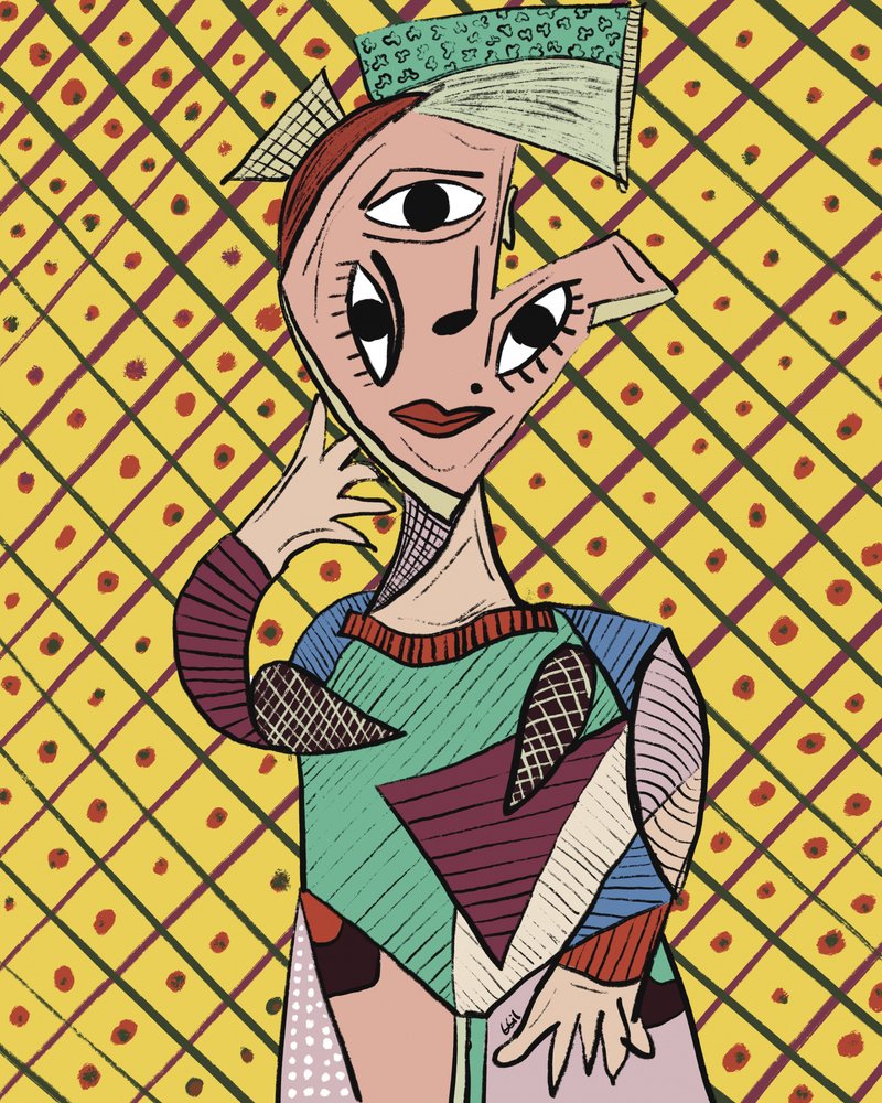 Élénk kubista portré alkotó: GIovanna Gil Alves