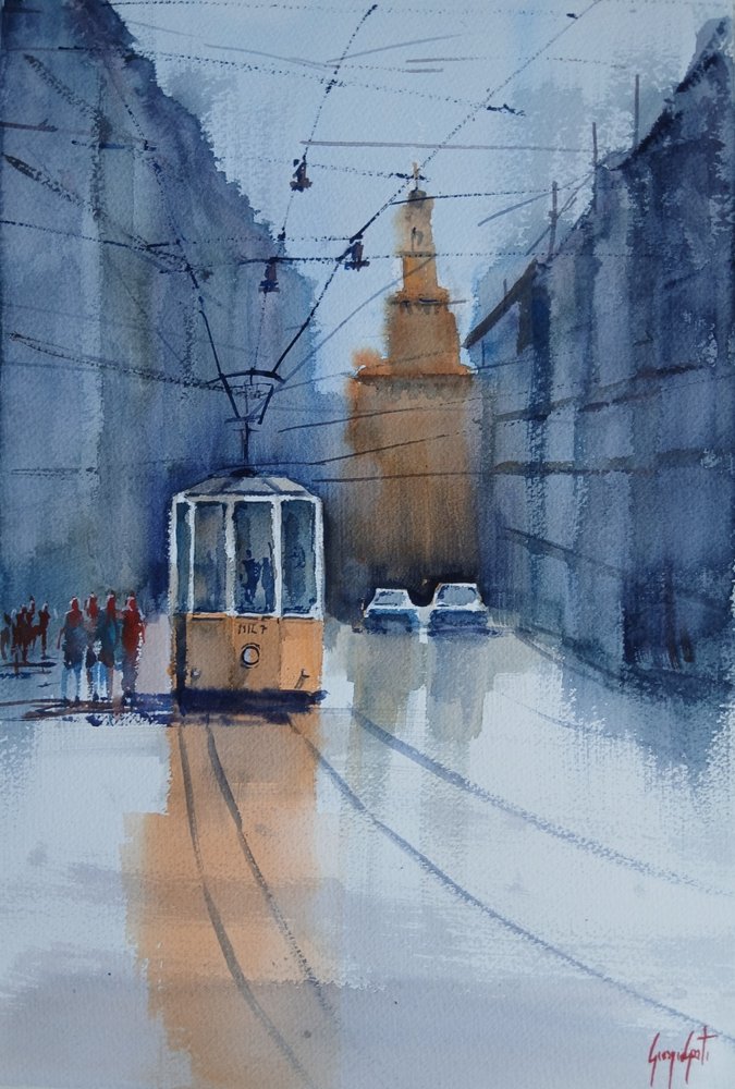 A bolognai villamos tükröződései alkotó: Giorgio Gosti