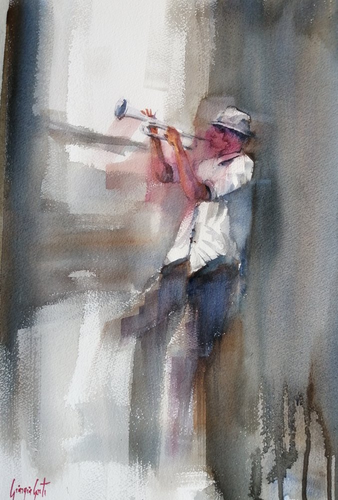 Lelkes jazz-trombitás alkotó: Giorgio Gosti