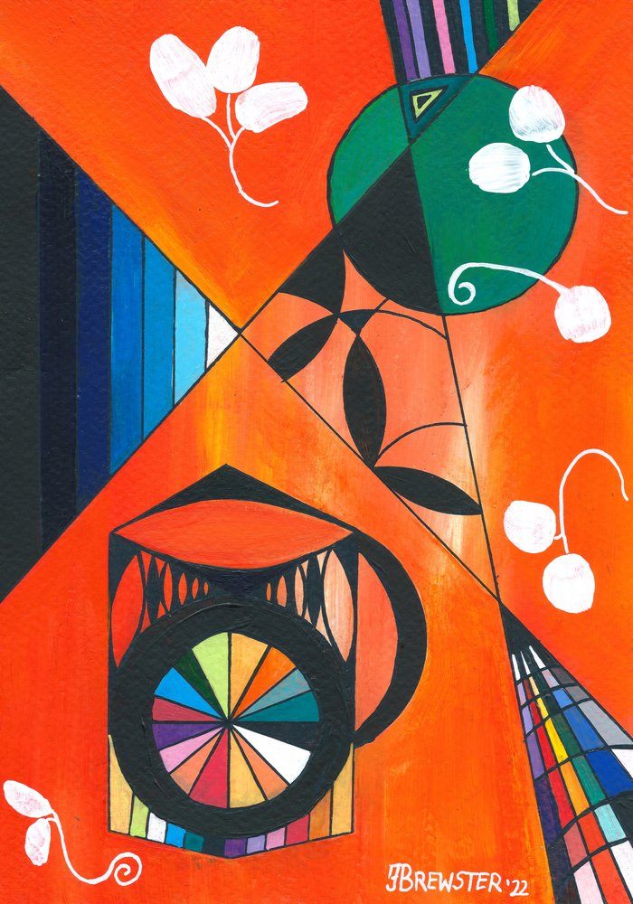 Élénk geometrikus kompozíció alkotó: Janine Brewster