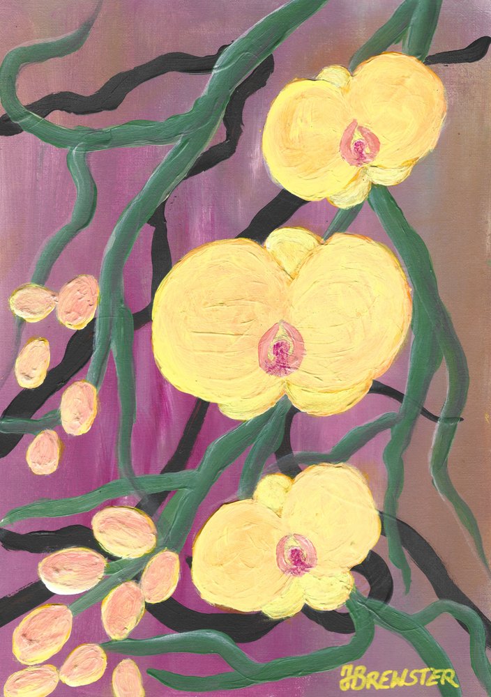 Élénksárga orchideák alkotó: Janine Brewster