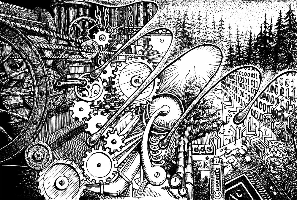Steampunk digitális erdő alkotó: Johan Liewendahl