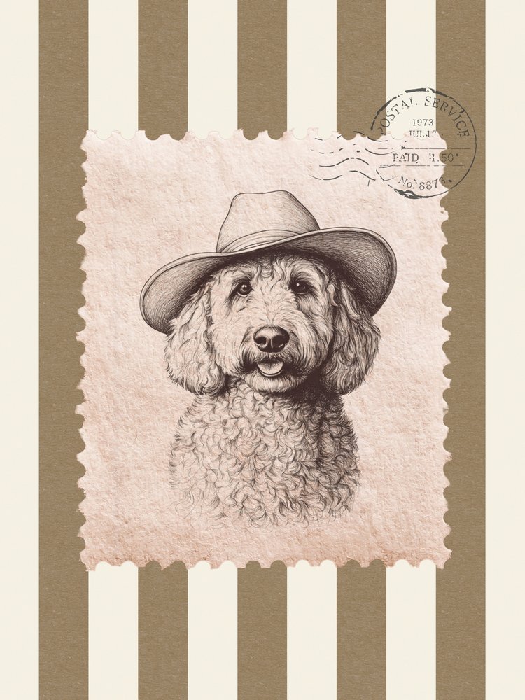 Goldendoodle cowboy bélyeg alkotó: Jolly and Dash