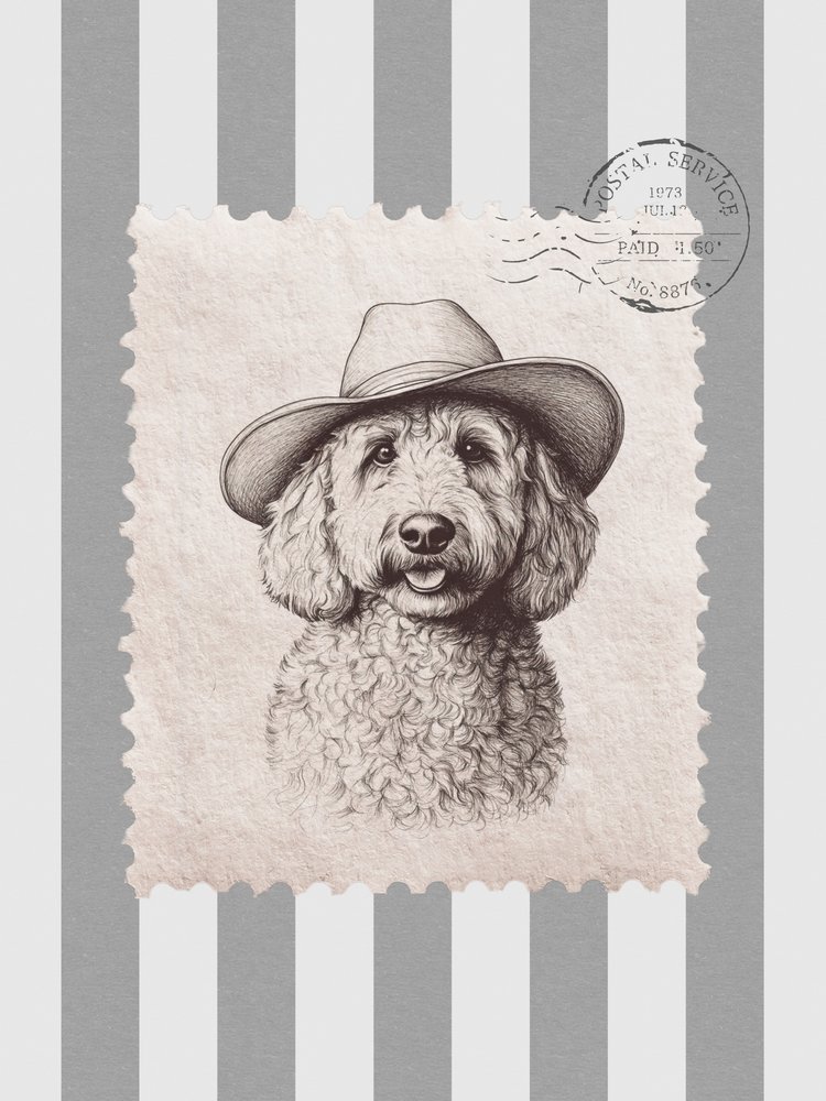 Goldendoodle cowboy bélyeg alkotó: Jolly and Dash