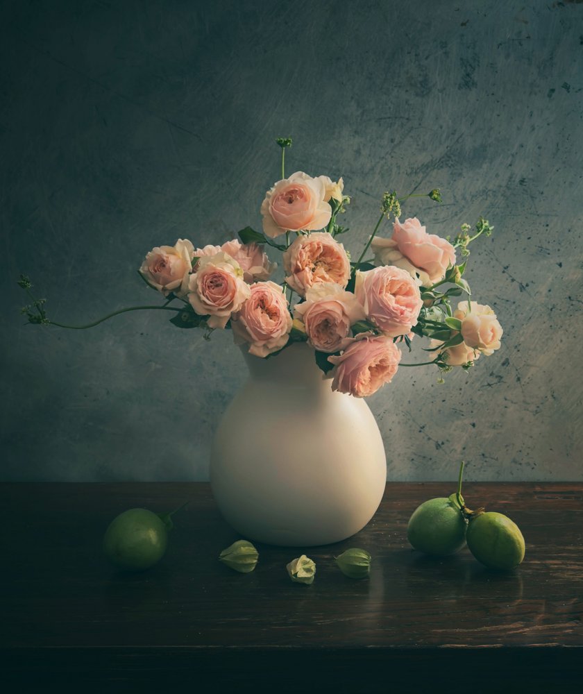 Csendélet rózsaszín rózsákkal alkotó: Judy Tseng