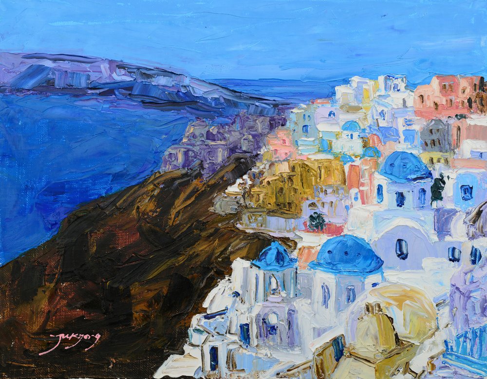 Santorini kék kupolái alkotó: Jukyong Park