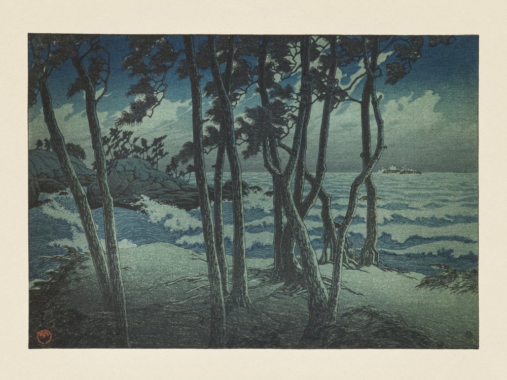 Hinomisaki, Izumo, az „Utazási emlékek, harmadik sorozat” című sorozatból alkotó: Kawase Hasui