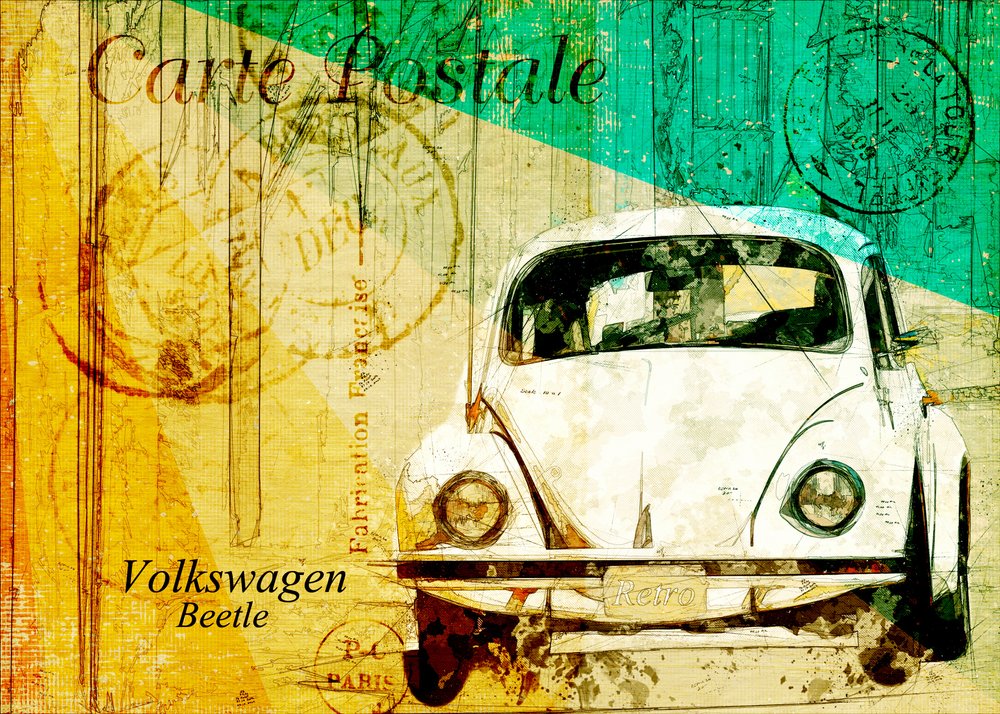 Klasszikus Beetle képeslap alkotó: Lembayung senja studio [Vintage Poster]