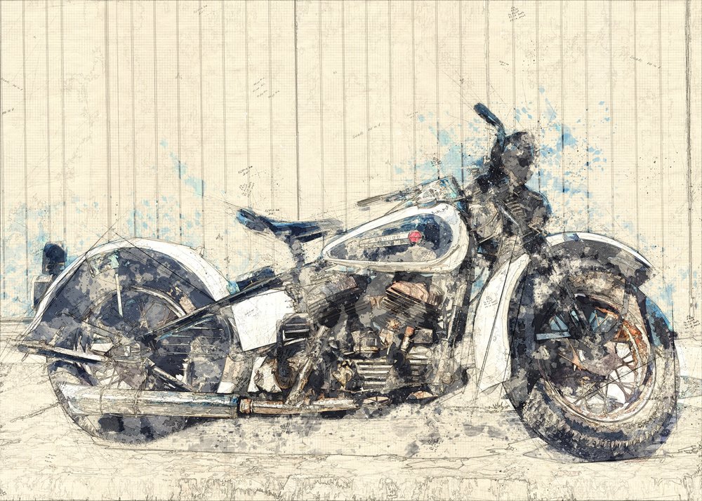 Klasszikus motorkerékpár-művészet alkotó: Lembayung senja studio [Vintage Poster]