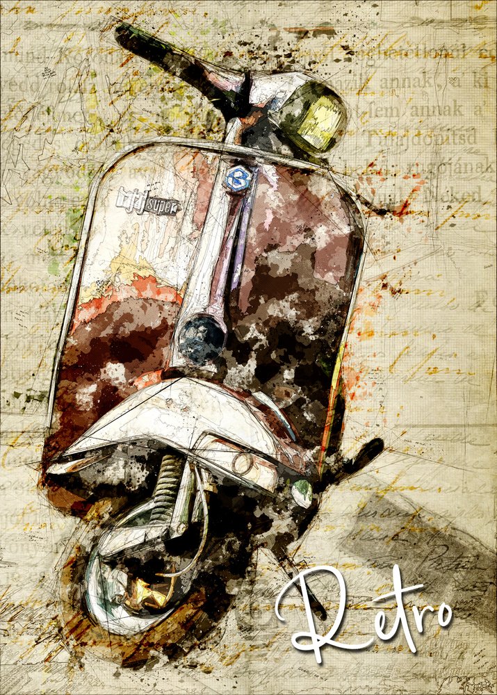 Retro robogós utazás alkotó: Lembayung senja studio [Vintage Poster]