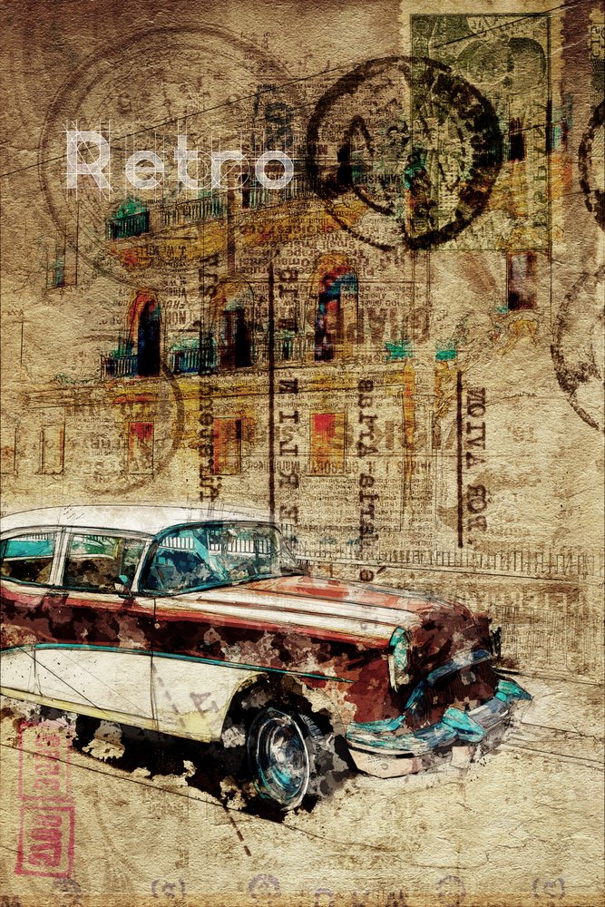 Rozsdás retro városi autó alkotó: Lembayung senja studio [Vintage Poster]