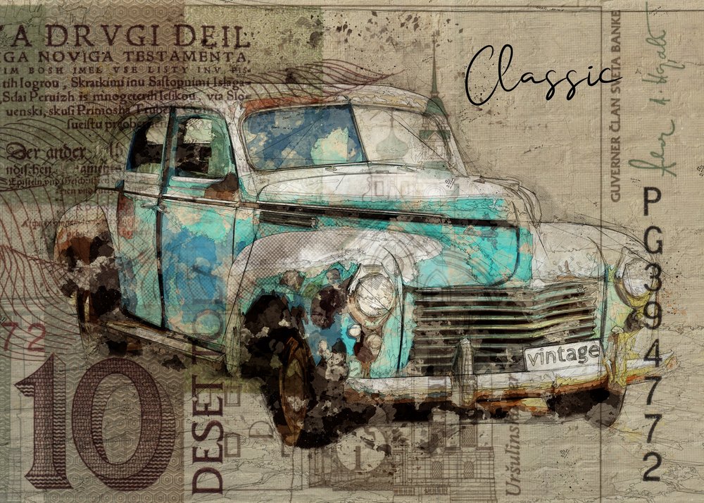Rusty Teal veterán autó alkotó: Lembayung senja studio [Vintage Poster]