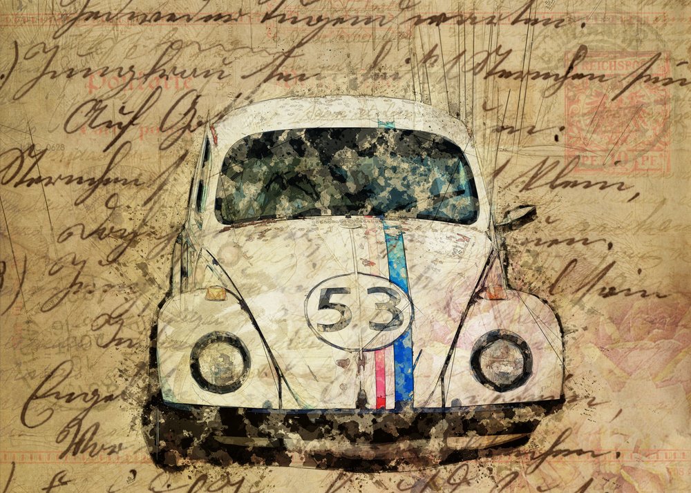 Retro Beetle-művészet alkotó: Lembayung senja studio [Vintage Poster]