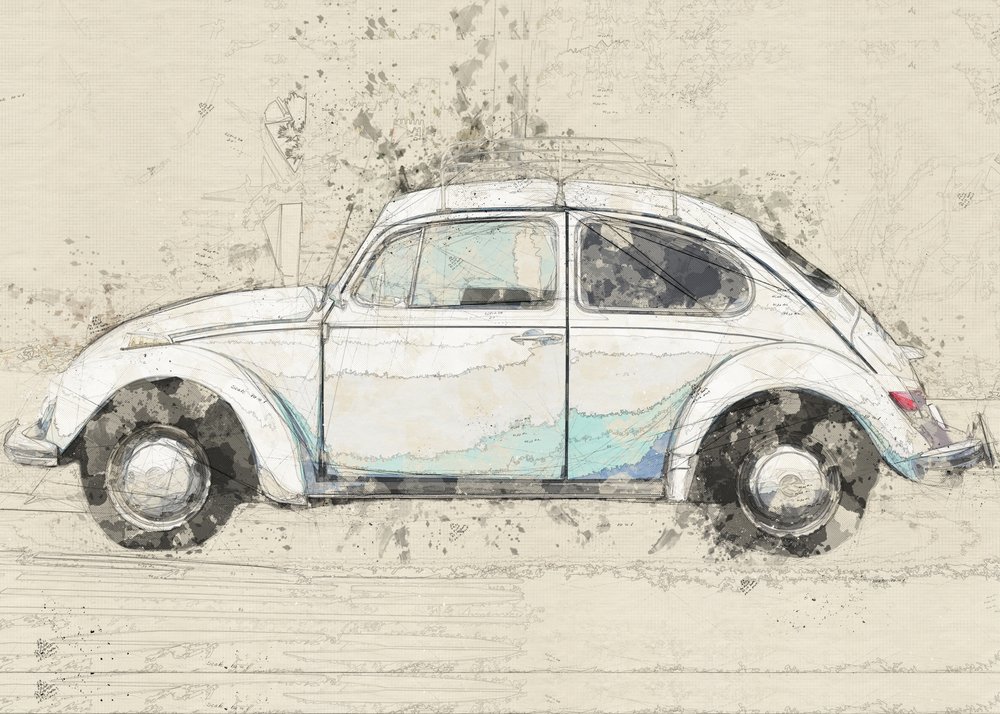 Régi Beetle vázlat alkotó: Lembayung senja studio [Vintage Poster]