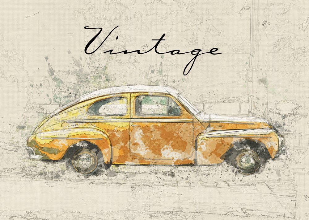 Régi autó vázlat alkotó: Lembayung senja studio [Vintage Poster]