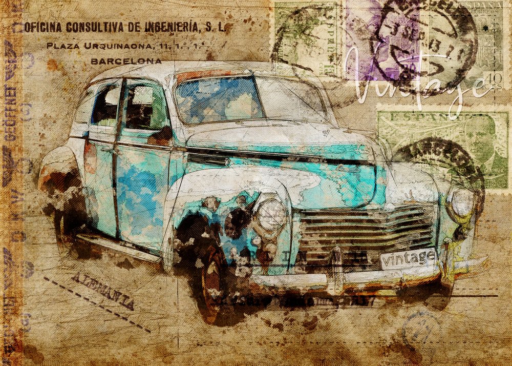 Retro utazóautó alkotó: Lembayung senja studio [Vintage Poster]