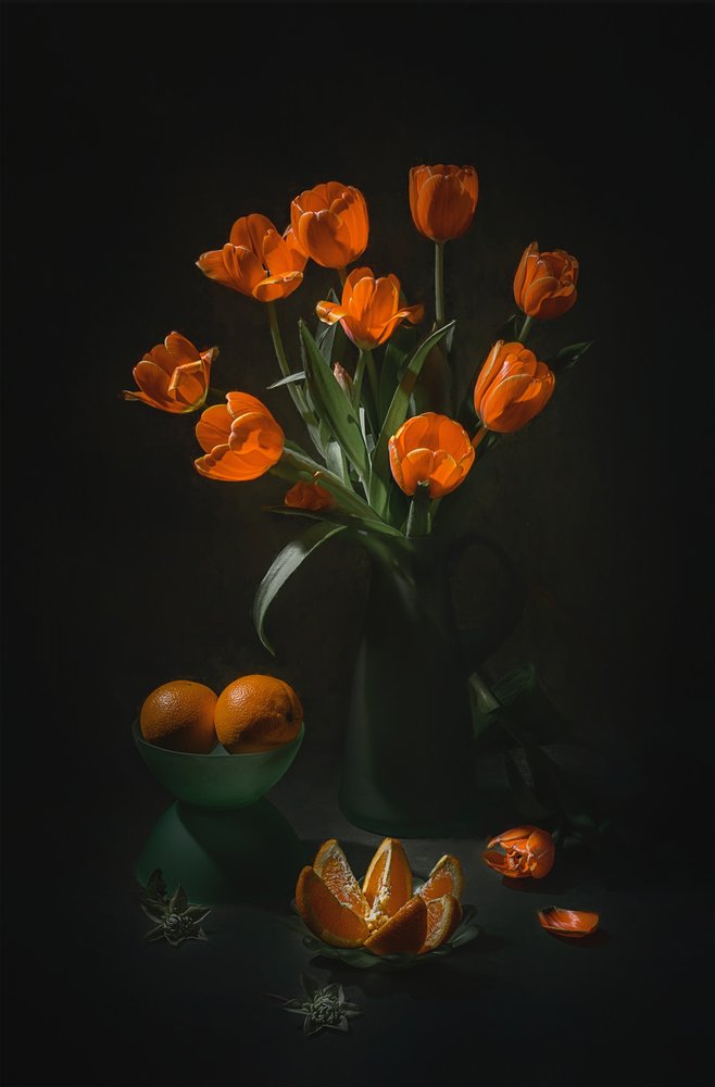 Narancssárga tulipánok csendélet alkotó: Lydia Jacobs