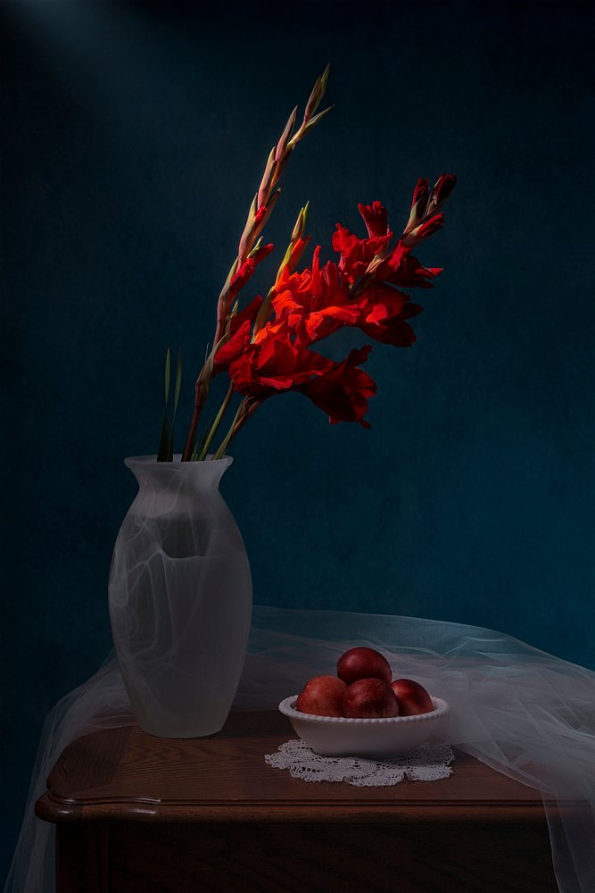 Vörös gladiolusz csendélet alkotó: Lydia Jacobs
