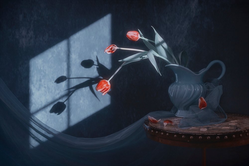 Ablakban virágzó tulipánok alkotó: Lydia Jacobs