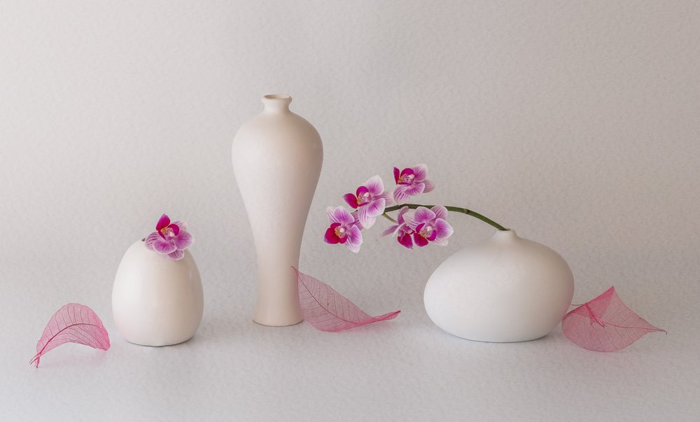 Rózsaszín orchideák csendélet alkotó: May G