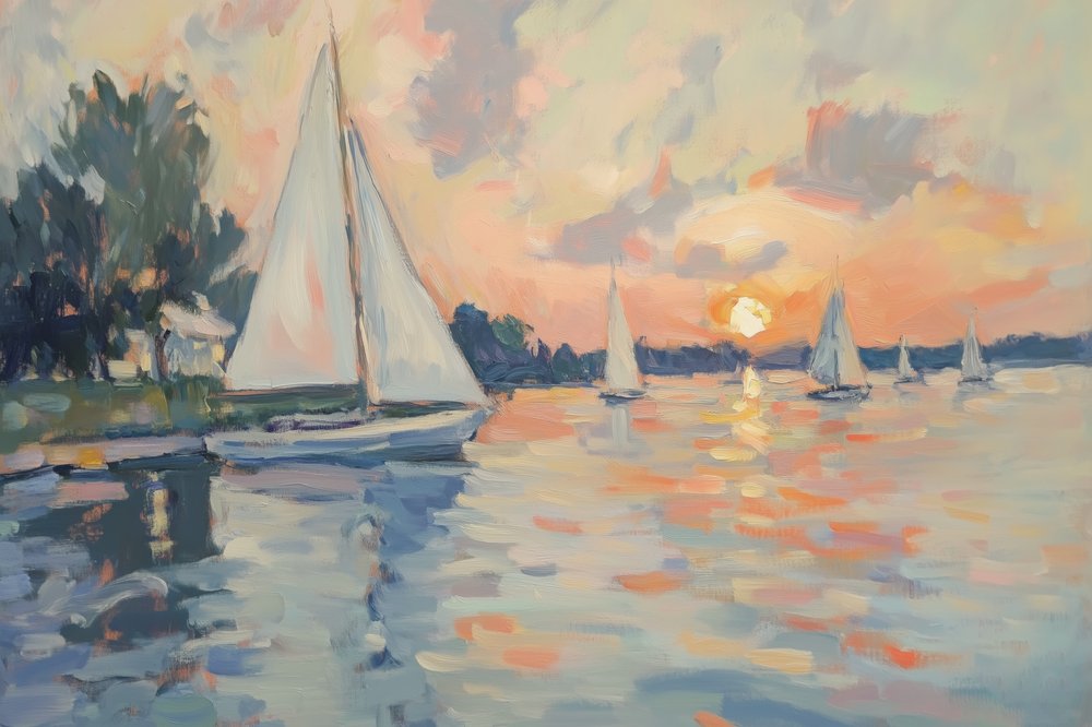 Békés naplemente vitorlások között alkotó: Melloi Art Prints
