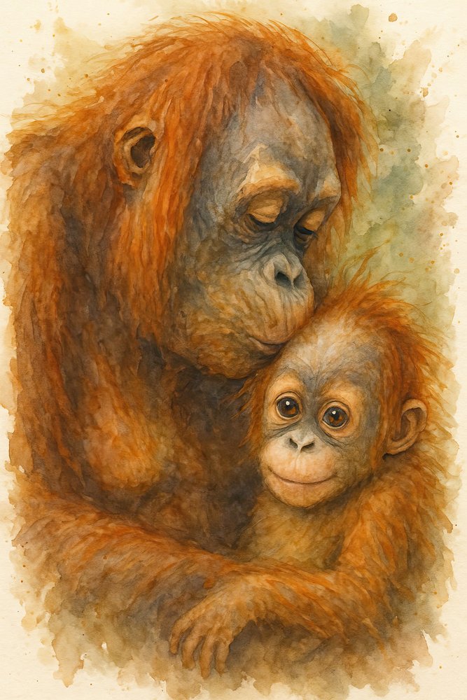 Az orangután gyengéd ölelése alkotó: Natalie Bruns