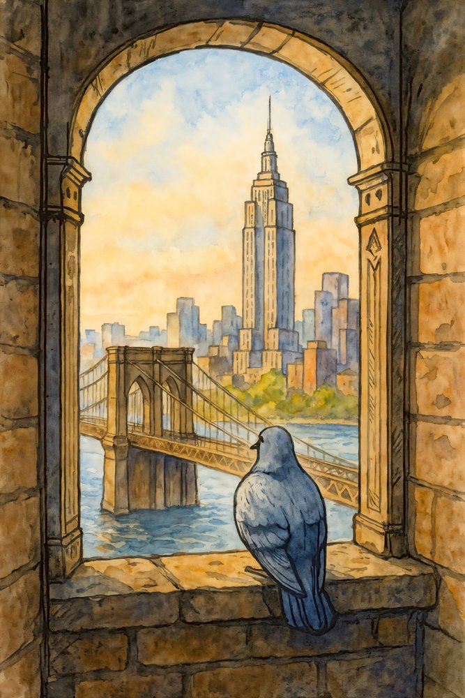 Pigeon New York-i kilátása alkotó: Natalie Bruns
