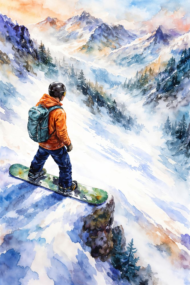 A snowboardos hegyi kilátása alkotó: Natalie Bruns
