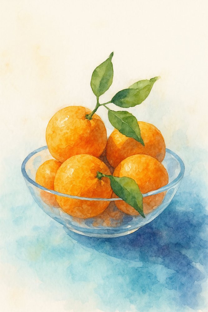 Akvarell: Citrusos csendélet alkotó: Natalie Bruns