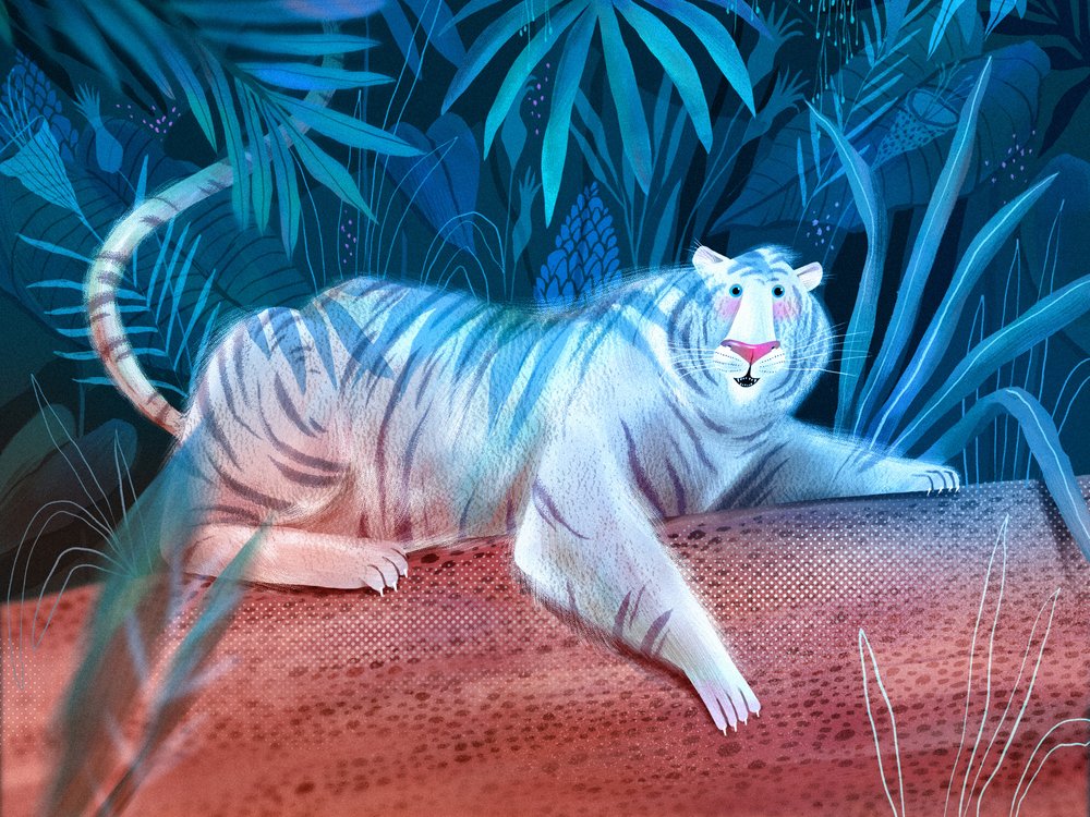 Kék dzsungel, fehér tigris alkotó: Olga Skomorokhova