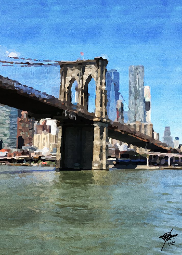 A Brooklyn-híd tükröződései alkotó: Osvaldo Russo