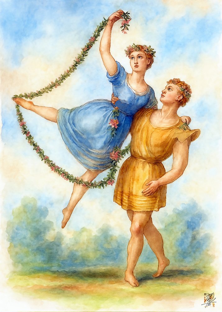 Táncoló tavaszi pár alkotó: Osvaldo Russo
