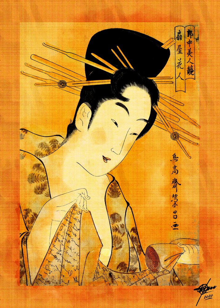 Ukiyo-e: Olvasó nő alkotó: Osvaldo Russo