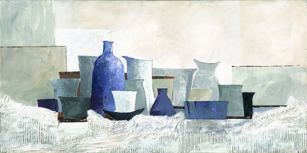 Modern kék csendélet alkotó: Renate Holzner