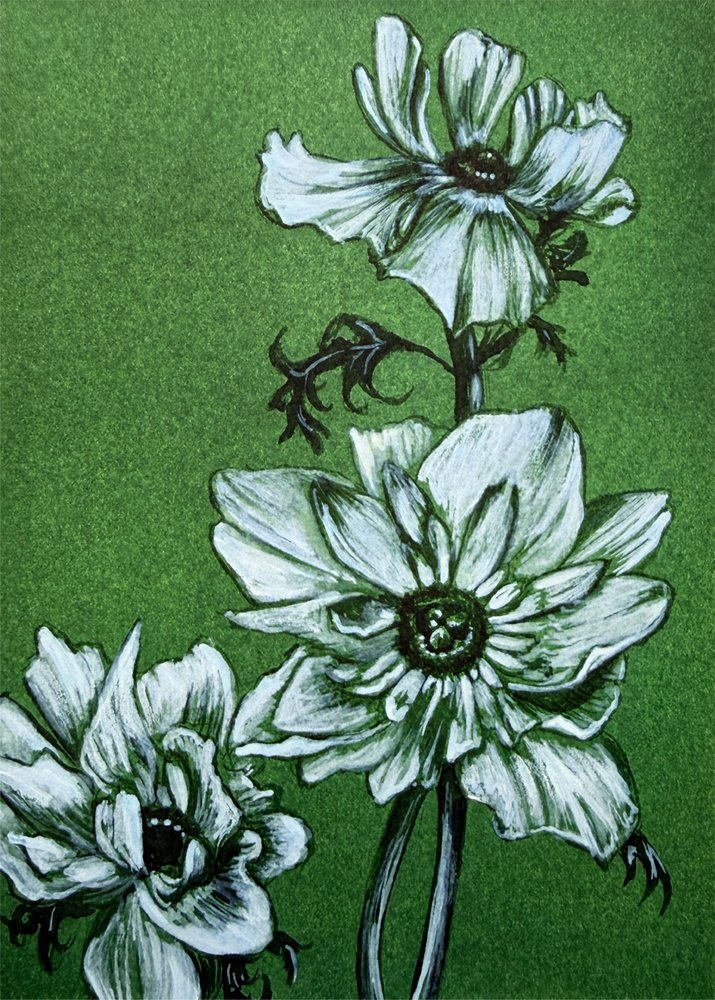 Hátborzongató zöld virágok alkotó: Renee Machan Cottagecore Artist