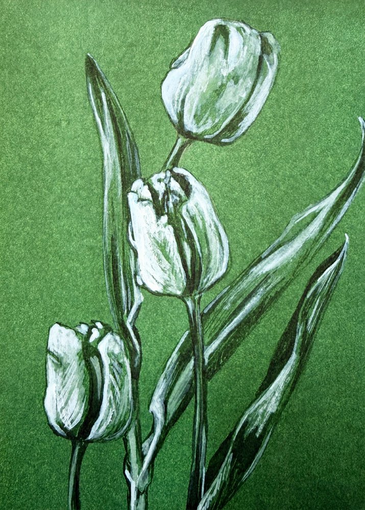 Friss fehér tulipánok alkotó: Renee Machan Cottagecore Artist