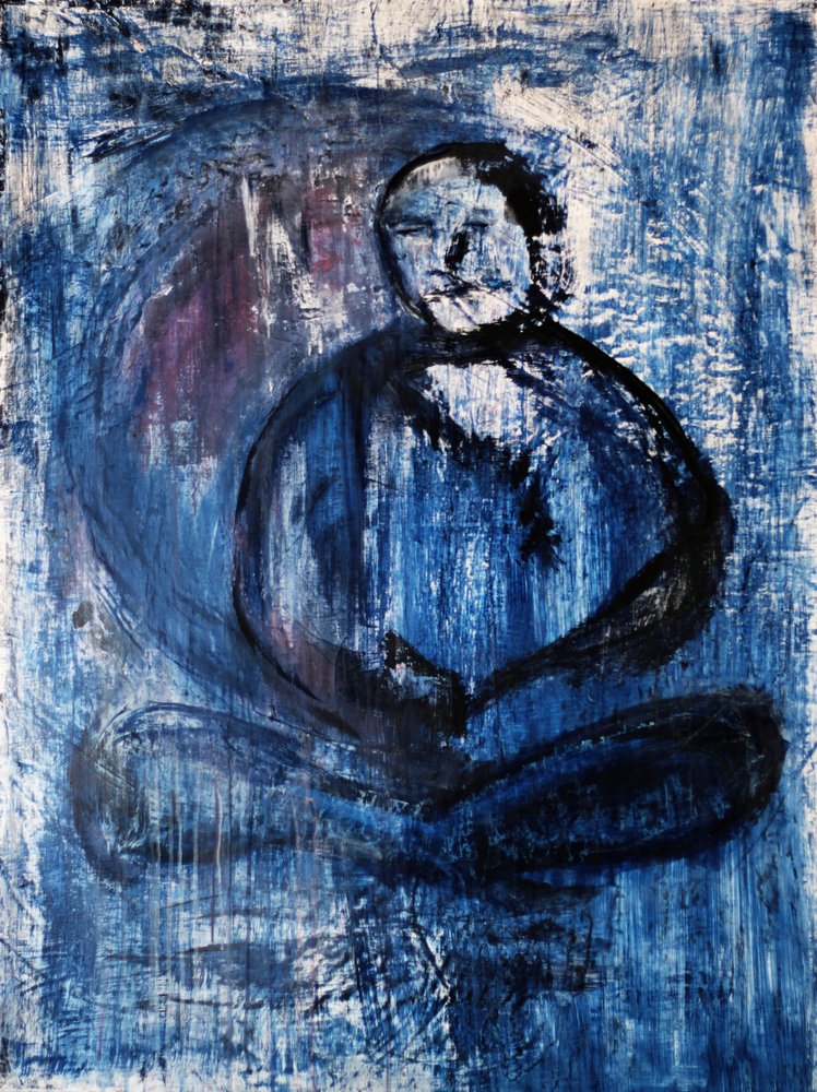 Meditáló kék alak alkotó: RodMacIver